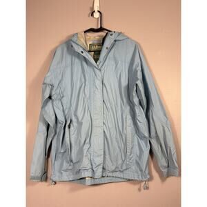L.L. Bean Nylon Hooded Rain Jacket 0 ALB6 Womens Large Blue Pockets Full Zip